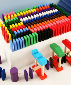 Wooden Domino Blocks Building Toy Kits Color Sort Rainbow