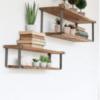 Recycled Wood And Metal Wall Shelves Set Of Two