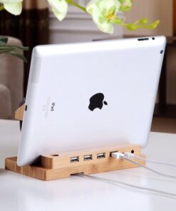 Bamboo Docking Station With 4 USB Port