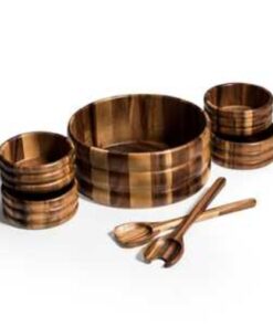 7 Piece - Extra Large Salad Bowl with Servers and 4 Individuals