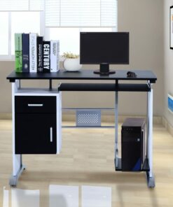 HOMCOM Computer Desk PC Table Office Furniture w/ Tray CPU Stand