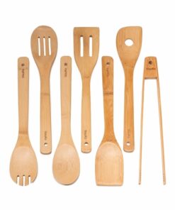Wooden Spoons for Cooking 7-Pack - Bamboo Kitchen Utensils Set for