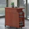 Hodedah HIK65 CHERRY Kitchen Island Spice Rack & Towel Rack-Cherry