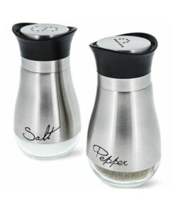Salt and Pepper Shakers Stainless Steel Glass Set BPA Free, 4oz