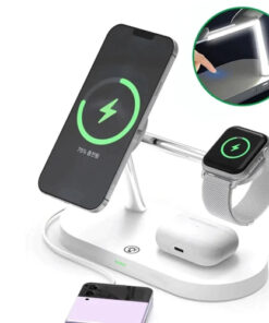 Desktop Magnetic Wireless Charging Station with Built in Lights