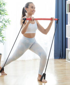 Fitness Bar with Resistance Bands and Exercise Guide Resibar