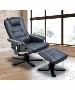 PU Leather Massage Chair Recliner Ottoman Lounge Remote - Black