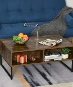 HOMCOM Foldable Wood Lift Top Coffee Table Convertible Furniture with
